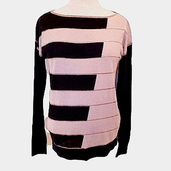 DKNY Graphic Knit Viscose/Metallic Sweater- Sz. Med - Picture 1 of 8